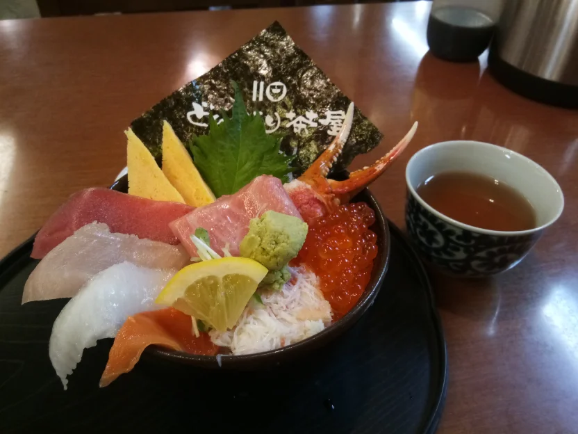 fresh seafood bowl in Nijo Market, Sapporo, Japan