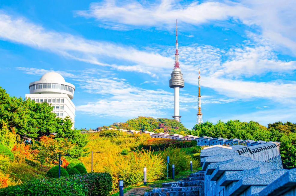 N Seoul Tower on Namsan Mountain near 明洞 ホテル in Seoul, South Korea.